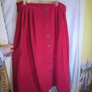 Vintage Kathy White SPORT Corduroy Skirt Hot Pink Wheelchair Friendly 100 Cotton